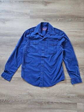 Bruno Men's Long Sleeve Button-Up Shirt in Deep Blue Size S